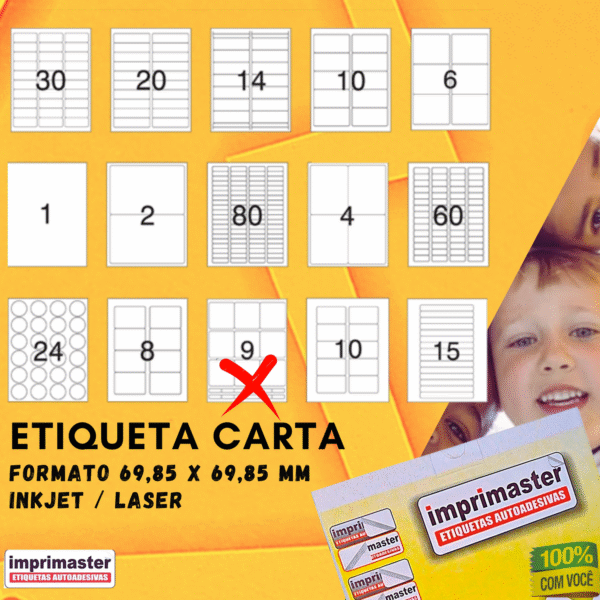 Etiquetas Adesiva Carta Imprimaster - 69,85 X 69,85mm | CX 100 Folhas | 900 Etiquetas - Imagem 7