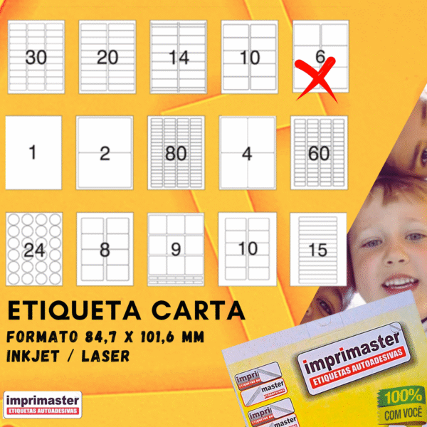 Etiquetas Adesivas Imprimaster Carta - 84,7x101,6mm - Cx 100 Folhas - 600 Etiquetas - Imagem 6