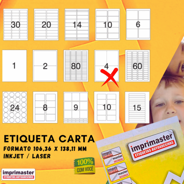 Etiqueta Adesiva Imprimaster Carta - 106,36 X 138,11mm - Cx 100 Folhas - 400 Etiquetas - Imagem 5
