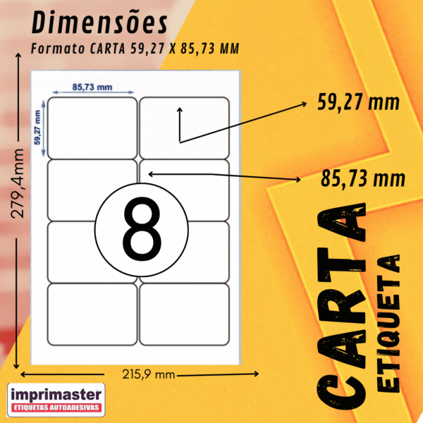 Etiquetas Adesiva Imprimaster 59,27 X 85,73 mm | Carta | Cx 100 Folhas | 800 Etiquetas - Imagem 9
