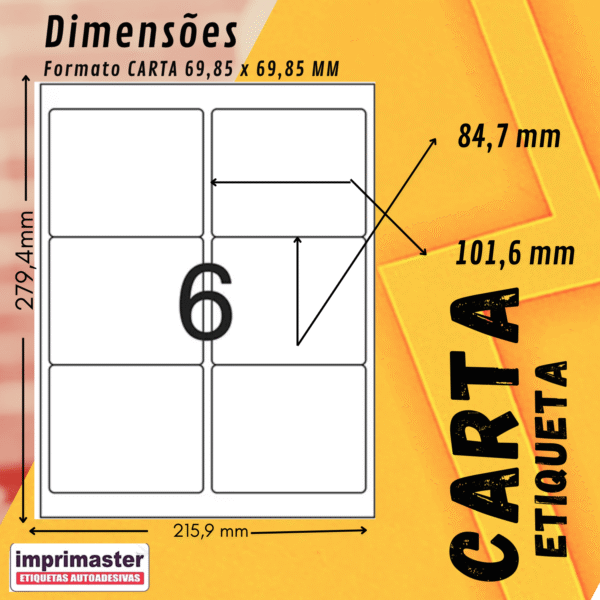 Etiquetas Adesivas Imprimaster Carta - 84,7x101,6mm - Cx 100 Folhas - 600 Etiquetas - Imagem 8