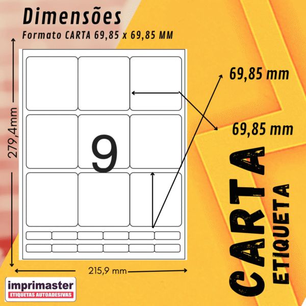Etiquetas Adesiva Carta Imprimaster - 69,85 X 69,85mm | CX 100 Folhas | 900 Etiquetas - Imagem 9