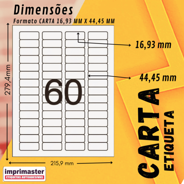 Etiqueta Adesiva Imprimaster Carta - 16,93 X 44,45 mm - Cx 100 Folhas - 6000 Etiquetas - Imagem 8