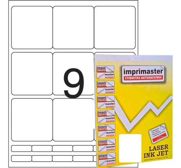 Etiquetas Adesiva Carta Imprimaster - 69,85 X 69,85mm | CX 100 Folhas | 900 Etiquetas