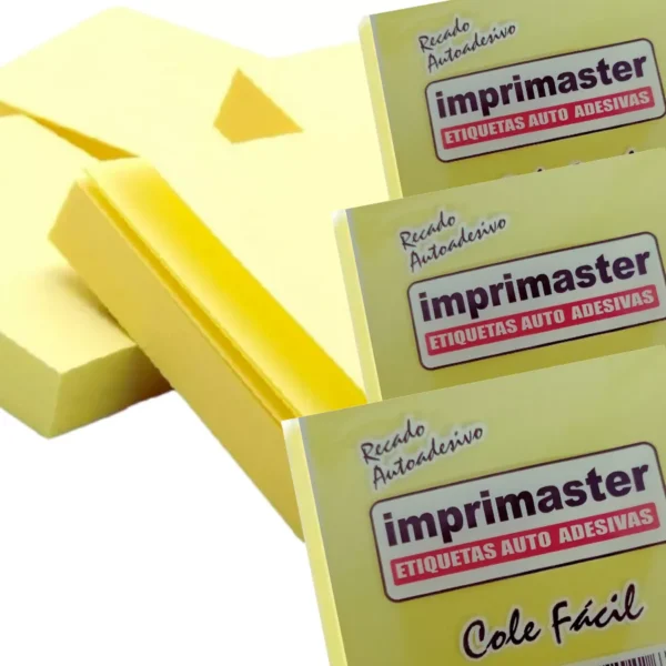 Kit 10 Blocos Adesivos Cole Fácil 76x76 Mm - Amarelo - 1000 Folhas
