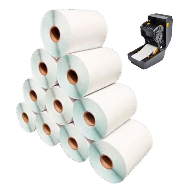 10 Rolos Etiqueta 100x100 (mm) 10x10 cm Couchê Zebra, Argox e Elgin - Cor: Branco - Imagem 2