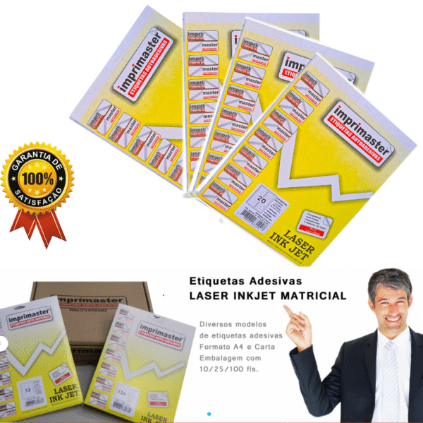Etiquetas Adesivas Imprimaster Carta - 33,9 X 101,6mm - Cx 100 Folhas - 1400 Etiquetas - Imagem 4