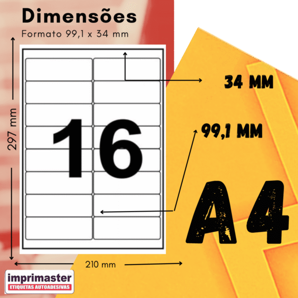 Etiquetas Adesivas Imprimaster A4 - 99,1 X 34 mm - Cx 100 Folhas - 1600 Etiquetas - Imagem 9