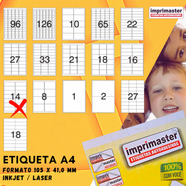 Etiquetas Adesivas Imprimaster A4 - 105 X 41,0mm - Cx 100 Folhas - 1400 Etiquetas - Imagem 9