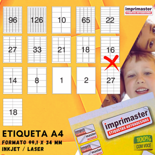 Etiquetas Adesivas Imprimaster A4 - 99,1 X 34 mm - Cx 100 Folhas - 1600 Etiquetas - Imagem 10