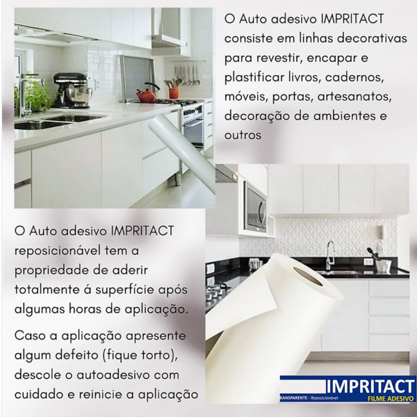 Papel Adesivo Impritact Transparente 45cm X 25 Metros | Contact 40 Micra - Imagem 6
