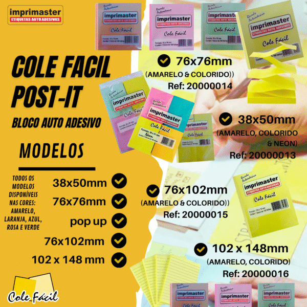 40 Blocos Recados Cole Fácil 38x50mm - Azul Neon - 4000 Folhas - Imagem 4