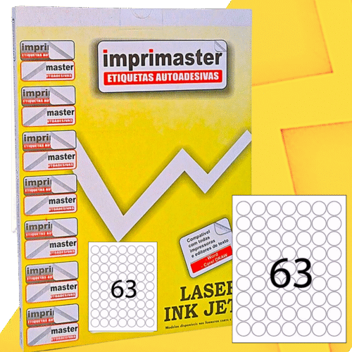 Etiquetas Adesivas Imprimaster Carta -  25,4mm (diâmetro) - Cx 100 Folhas - 6300 Etiquetas