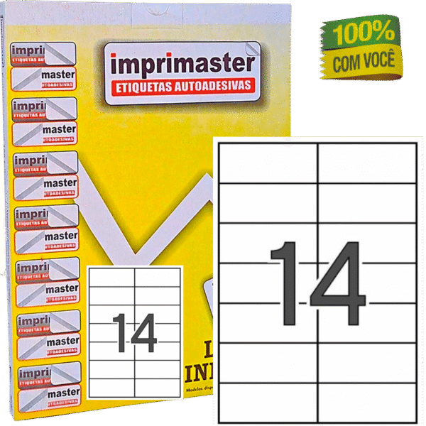Etiquetas Adesivas Imprimaster A4 - 105 X 41,0mm - Cx 100 Folhas - 1400 Etiquetas