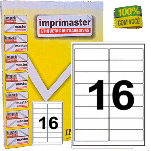 Etiquetas Adesivas Imprimaster A4 - 99,1 X 34 mm - Cx 100 Folhas - 1600 Etiquetas