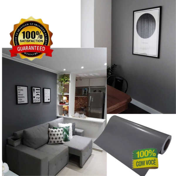 Vinil Profissional Cinza-Escuro p/ Envelopar Tudo 10m X 50cm – MÓVEIS, ELETRODOMÉSTICOS, PAREDES, MESAS E ETC… - Imagem 2