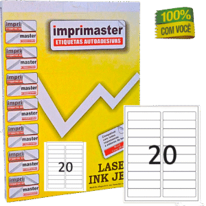 Etiquetas Adesivas Imprimaster Carta - 25,4 X 101,6mm - Cx 100 Folhas - 2000 Etiquetas