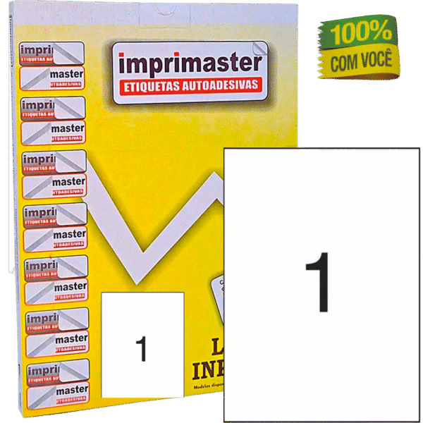 Etiquetas Adesivas Imprimaster A4 -  210 X 297mm - Cx 100 Folhas - 100 Etiquetas