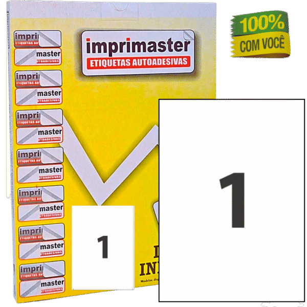 Etiquetas Adesivas Imprimaster Carta - 215,9 x 279,4mm - Cx 100 Folhas - 100 Etiquetas