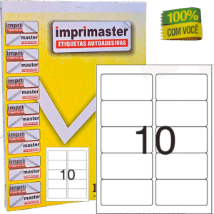 Etiquetas Adesivas Imprimaster Carta -  50,8 X 101,6mm - Cx 100 Folhas - 1000 Etiquetas