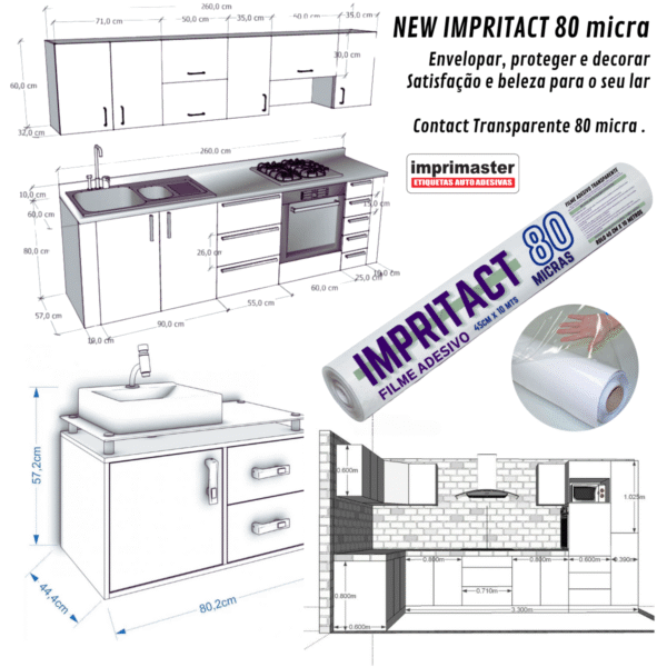 Papel Adesivo Impritact Transparente 45cm X 10 Metros - Contact 80 Micra - Imagem 2