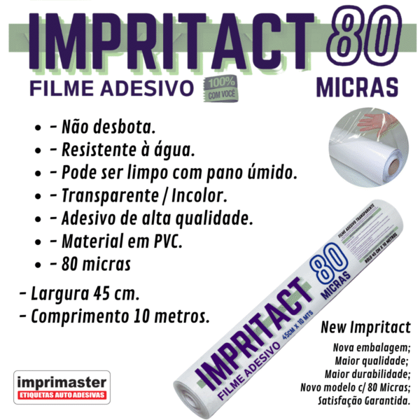 Papel Adesivo Impritact Transparente 45cm X 10 Metros - Contact 80 Micra - Imagem 3