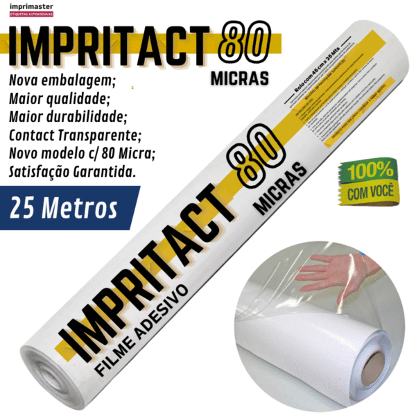 Impritact Papel Adesivo Transparente 45cm X 25 Metros - Tipo Rolo | 80 Micra - Imagem 10