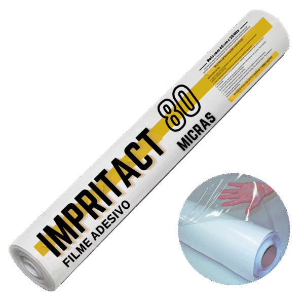 Impritact Papel Adesivo Transparente 45cm X 25 Metros - Tipo Rolo | 80 Micra