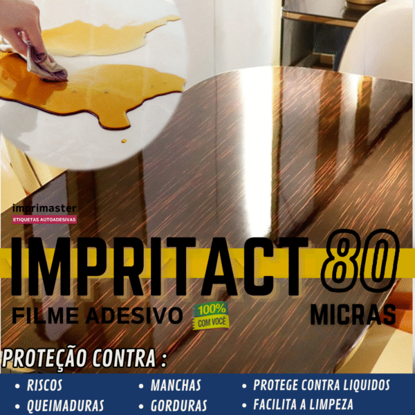 Impritact Papel Adesivo Transparente 45cm X 25 Metros - Tipo Rolo | 80 Micra - Imagem 4