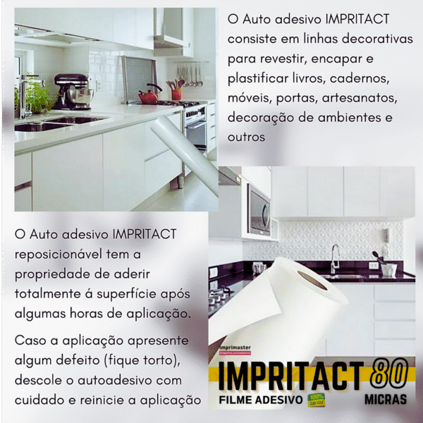 Impritact Papel Adesivo Transparente 45cm X 25 Metros - Tipo Rolo | 80 Micra - Imagem 7