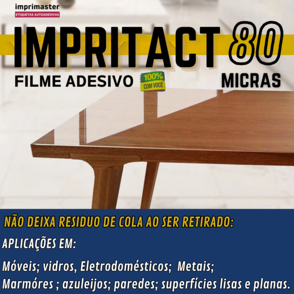Impritact Papel Adesivo Transparente 45cm X 25 Metros - Tipo Rolo | 80 Micra - Imagem 12