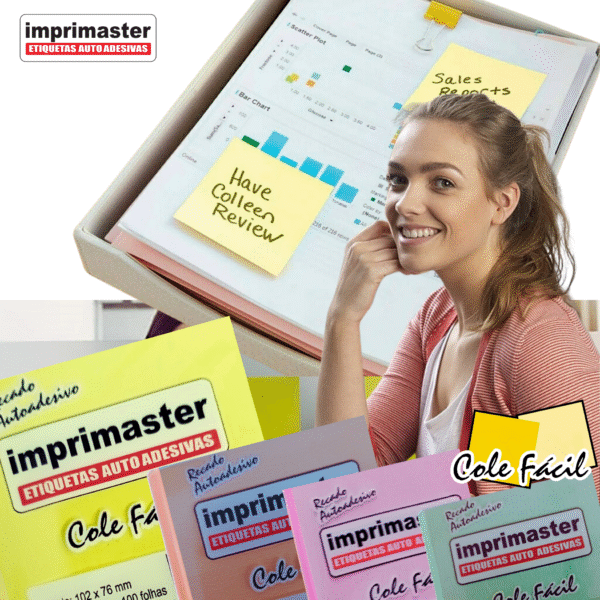10 Blocos Recados Cole Fácil 76x102mm 4 Cores - 1000 Folhas - Cores: Amarelo, Verde, Rosa e Laranja (tons Pasteis) - Imagem 8