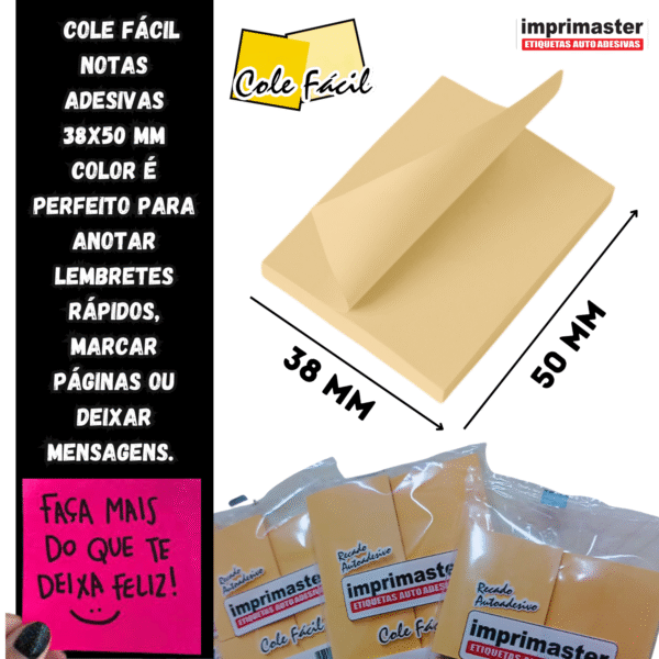 40 Blocos Recados Cole Fácil 38x50mm - Laranja Claro - 4000 folhas - Imagem 3