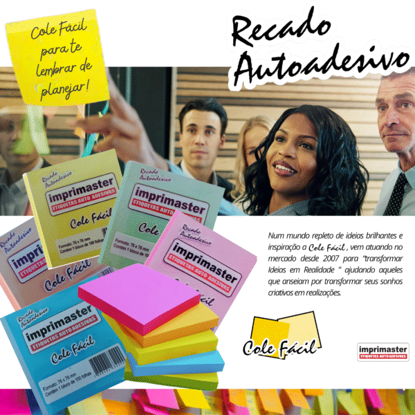 10 Blocos Recados Cole Fácil 76x76mm 5 Cores Pasteis - 1000 Folhas - Cores: Rosa, Azul, Laranja, Verde e Amarelo - Imagem 5