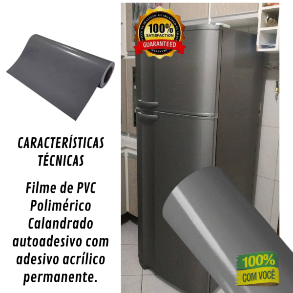 Vinil Profissional Cinza-Escuro p/ Envelopar Tudo 10m X 50cm – MÓVEIS, ELETRODOMÉSTICOS, PAREDES, MESAS E ETC… - Imagem 5
