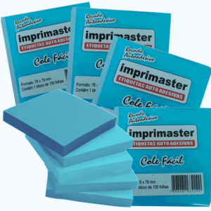 10 Blocos Recados Cole Fácil 76x76mm - Azul Royal - 1000 Folhas