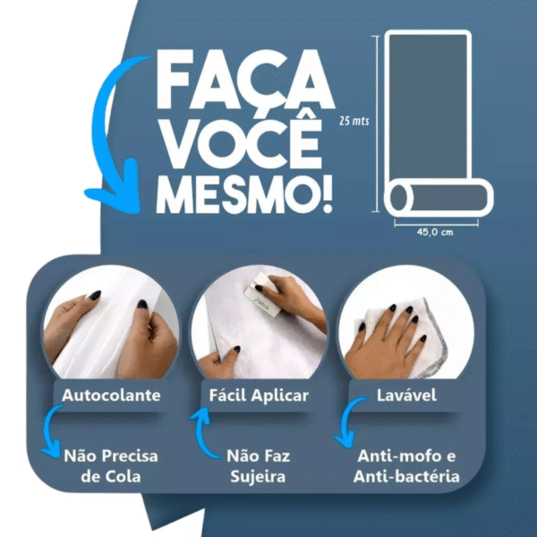 Impritact Papel Adesivo Transparente 45cm X 25 Metros - Tipo Rolo | 80 Micra - Imagem 5