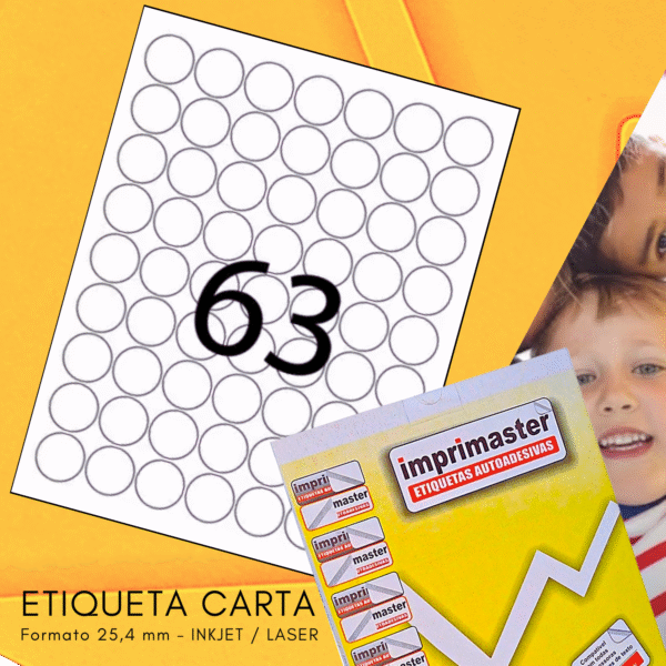 Etiquetas Adesivas Imprimaster Carta -  25,4mm (diâmetro) - Cx 100 Folhas - 6300 Etiquetas - Imagem 6