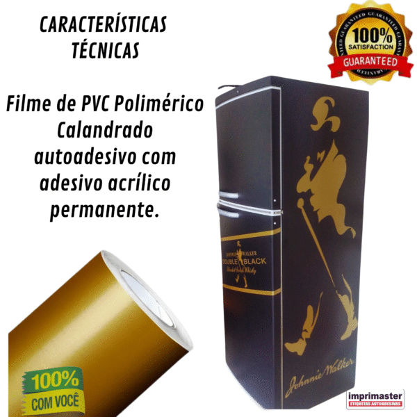 Vinil Profissional Dourado p/ Envelopar Tudo 10m X 50cm – MÓVEIS, ELETRODOMÉSTICOS, PAREDES, MESAS E ETC… - Imagem 3