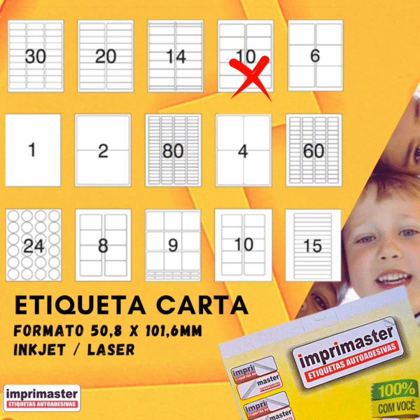 Etiquetas Adesivas Imprimaster Carta -  50,8 X 101,6mm - Cx 100 Folhas - 1000 Etiquetas - Imagem 4
