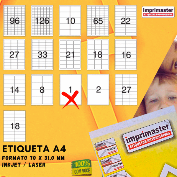 Etiquetas Adesivas Imprimaster A4 -  210 X 297mm - Cx 100 Folhas - 100 Etiquetas - Imagem 5