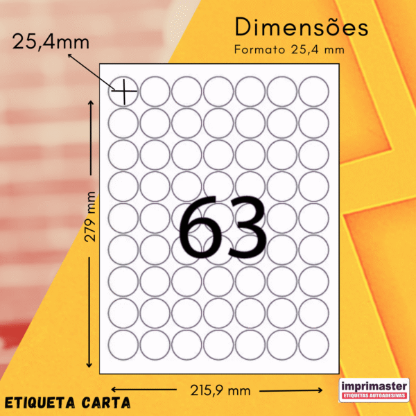 Etiquetas Adesivas Imprimaster Carta -  25,4mm (diâmetro) - Cx 100 Folhas - 6300 Etiquetas - Imagem 8