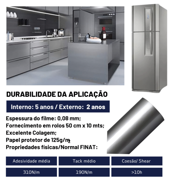 Vinil Profissional Prata p/ Envelopar Tudo 10m X 50cm – MÓVEIS, ELETRODOMÉSTICOS, PAREDES, MESAS E ETC… - Imagem 9