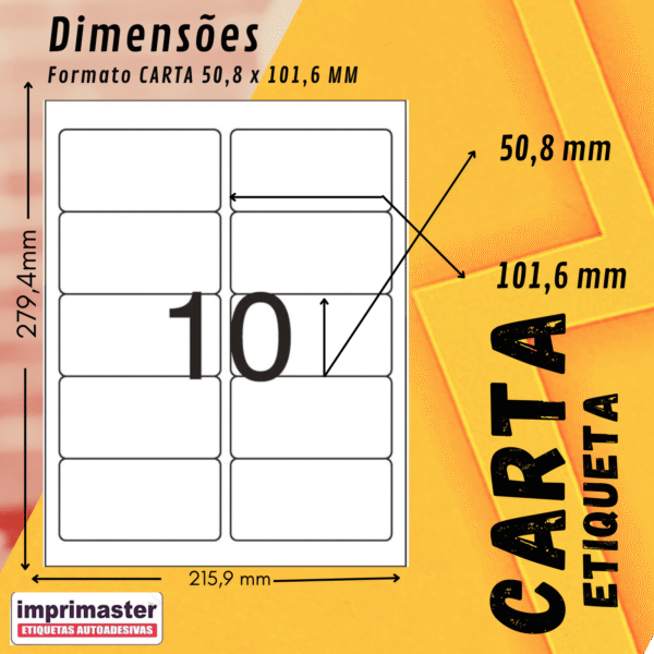 Etiquetas Adesivas Imprimaster Carta -  50,8 X 101,6mm - Cx 100 Folhas - 1000 Etiquetas - Imagem 2