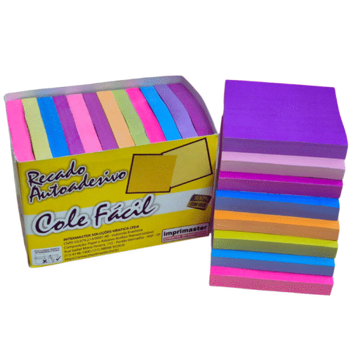 Kit 12 Blocos Adesivo Cole Fácil 76x76 Multicolor 1200 Fls - New Collection